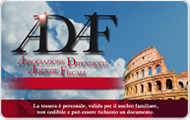 La tessera ADAF - distribuita ai soci della Ass.ne Dipendenti delle Agenzie Fiscali di Roma